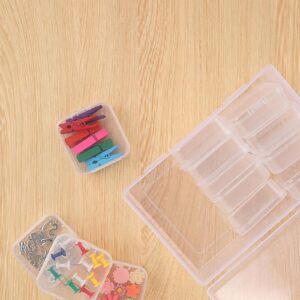 Small Clear Bead Storage Containers, Bead Organizers and Storage, 12 Pcs Mini Plastic Rectangle Cases Craft Storage with Hinged Lids for Nail DIY Craft Making Jewelry Screw, 2.17 x 2.17 x 0.79 Inch