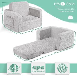 ACRABROS Kids Couch Toddler Chair: Sofa Bed Fold Out for Girls Boys Grey