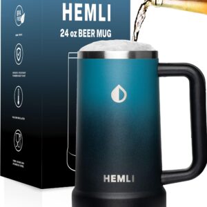 Hemli Insulated Beer Mug Tumbler, Beer Stein Stainless Steel, Vacuum Insulated - 24 oz