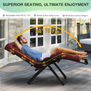 Suteck Oversized Zero Gravity Chair,33In XXL Lounge Chair w/Removable Cushion&Headrest, Reclining Camping Chair w/Upgraded Lock and Footrest, Reclining Patio Chairs Recliner for Indoor Outdoor,500LBS