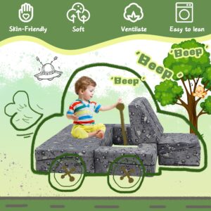 TXGDPIONEER Kids Play Couch,3 in 1 Modular Kids Couch,Glow in the Dark Toddler Climbing Couch,Imaginative Kids Foam Couch,Modular Play Couch Set for Toddler and Baby,Kids Couch for Playroom,Spacecraft