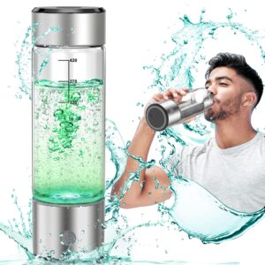 movoca hydrogen water bottle, 3 min rapid hydrogen water bottle generator with spe pem technology, portable hydro water bottle suitable for gym office travel home, gift for love friend family, silver