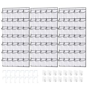 olutacot 3 pcs 105 large white mesh pockets 35 pockets over the door shoe organizer with 16+16 hooks hanging shoe organizer hanging shoe rack shoe holder hanger for closet bedroom dorm