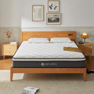 review king mattress, 10 inch king size mattress in a box,memory foam hybrid mattress,with individual pocket spring for motion isolation & silent sleep, pressure relief,plush firmness.