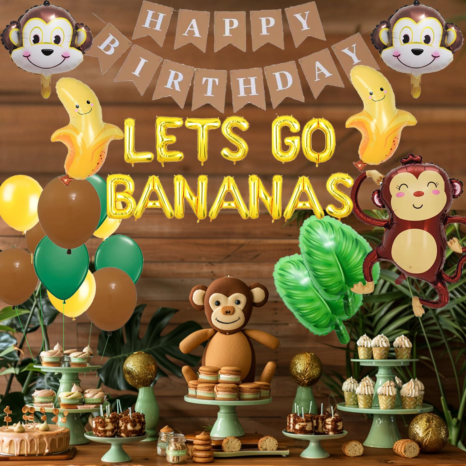 Let's Go Bananas Birthday, Monkey Birthday Decorations, Monkey Theme Birthday Decorations, Monkey Jungle Birthday Decorations,Monkey And Banana Birthday Decorations,Jungle Safari Animal Tropical Decor