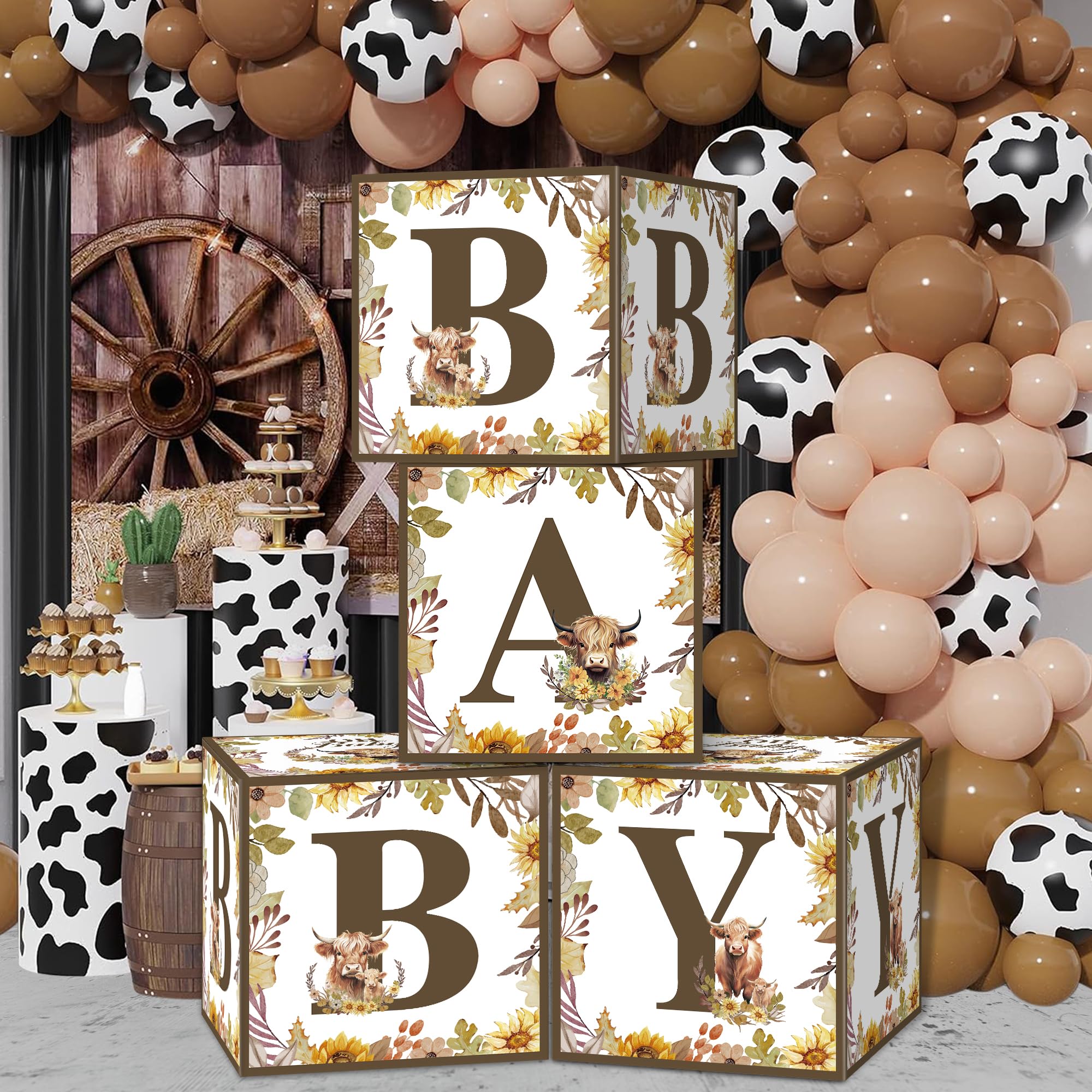 Highland Cow Baby Shower Decorations, Highland Cow Theme Balloons Box Party Decorations