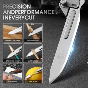 VR VIREN KNIFE Folding Scalpel Pocket Knife，EDC Utility Knife with 6pcs #60A Replaceable Blades，Outdoor Knife，Sharp Skinning Knives for Hunting, Fishing, Deer & Survival