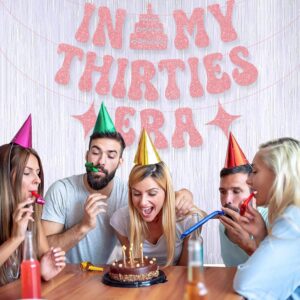 In My Thirties Era Glitter Banner for Her Him 30th Birthday Party Decorations, Pre-Strung Rose Gold Happy Birthday Banner, 30th Birthday Gifts for Women Eras Tour Party Decorations