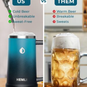 Hemli Insulated Beer Mug Tumbler, Beer Stein Stainless Steel, Vacuum Insulated - 24 oz