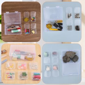 Small Clear Bead Storage Containers, Bead Organizers and Storage, 12 Pcs Mini Plastic Rectangle Cases Craft Storage with Hinged Lids for Nail DIY Craft Making Jewelry Screw, 2.17 x 2.17 x 0.79 Inch