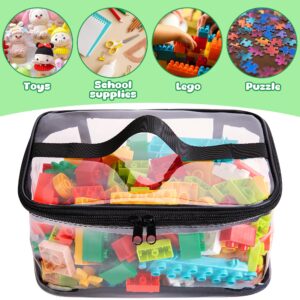 4 Packs Clear Toy Storage Bags- 9.4 x 6.7 x 4.3 Inch Transparent PVC Toy Organizing Bags with Zipper- Waterproof Toy Storage Organizer Pouch for Building Blocks, Small Toys (Black)