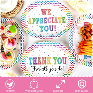 50 PCS Thank You Party Decoration We Appreciate You Oval Paper Plates 11inch Large Volunteer Teacher Appreciation Platters, Be Thankful to Teacher Doctor Staff Dish Tray for Graduate Party Tableware