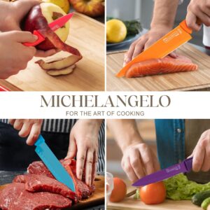 MICHELANGELO Kitchen Knife Set 10 Piece, Rainbow Knife Set for Kitchen, High Carbon Stainless Steel Kitchen Knives Set, Kitchen Knife Set with Covers, Colorful Knife Set- 5 Knives and 5 Knife Covers