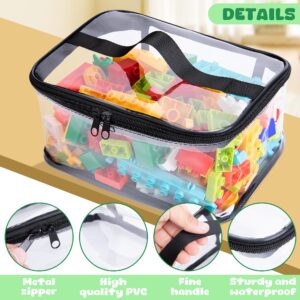 4 Packs Clear Toy Storage Bags- 9.4 x 6.7 x 4.3 Inch Transparent PVC Toy Organizing Bags with Zipper- Waterproof Toy Storage Organizer Pouch for Building Blocks, Small Toys (Black)