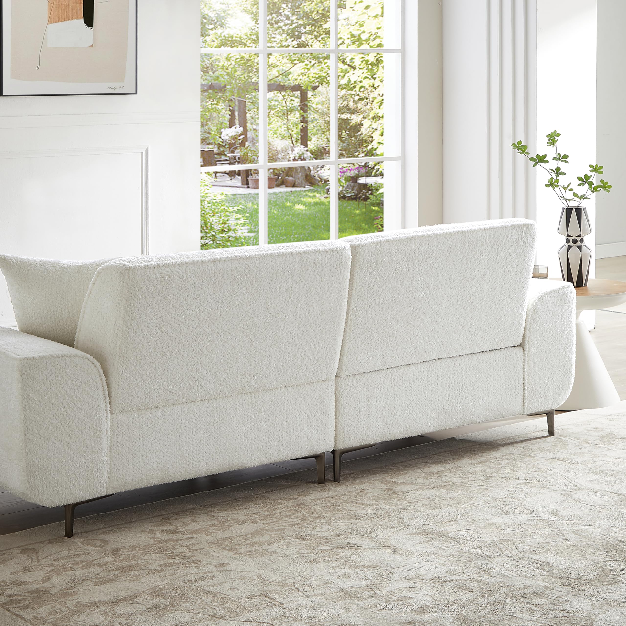 FREEHOMAE 80" Sofa Couch,Small Modern Loveseat,Love Seat with 2 Seater,Lamb Wool Loveseat Sofa,Small Couch for Living Room,Bedroom,Office and Small Space（White）