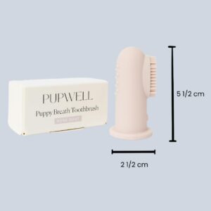 pupwell Puppy Breath Daily Dog Finger Toothbrush for Bad Breath, Removing Plaque and Tartar Buildup Made from Silicone (Rose Dust)