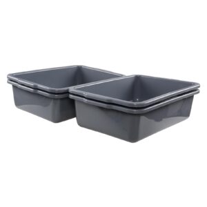 Esdiplot 32 L Large Bus Tubs, Plastic Commercial Utility Bus Box, Gray, 4-Pack