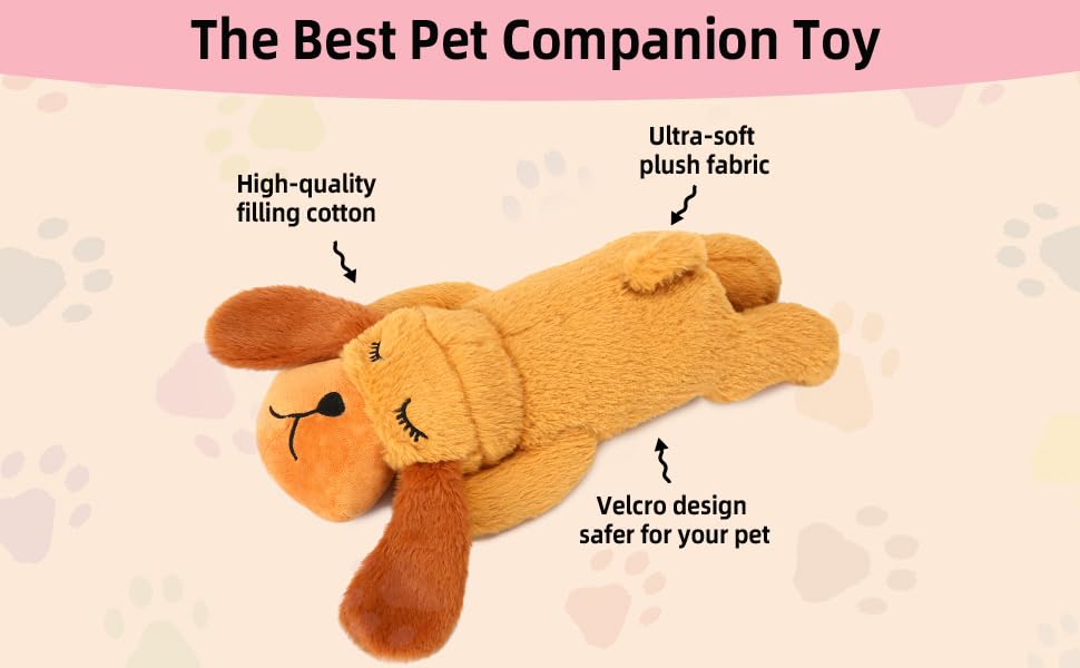 Dog Heartbeat Toy, Heartbeat Stuffed Animal for Dogs, Separation Anxiety Relief and Calming Aid, Puppy Sleeping Aid Plush Pillow Toy, Comfort Hug Snuggle for Small Medium Dogs Cats