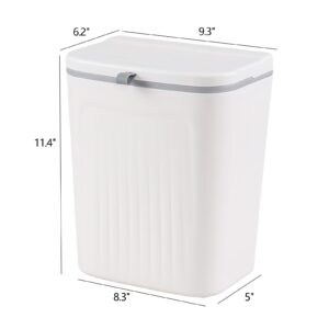 EudokkyNA 12 Liter Plastic Hanging Wall-Mounted Garbage Can, White