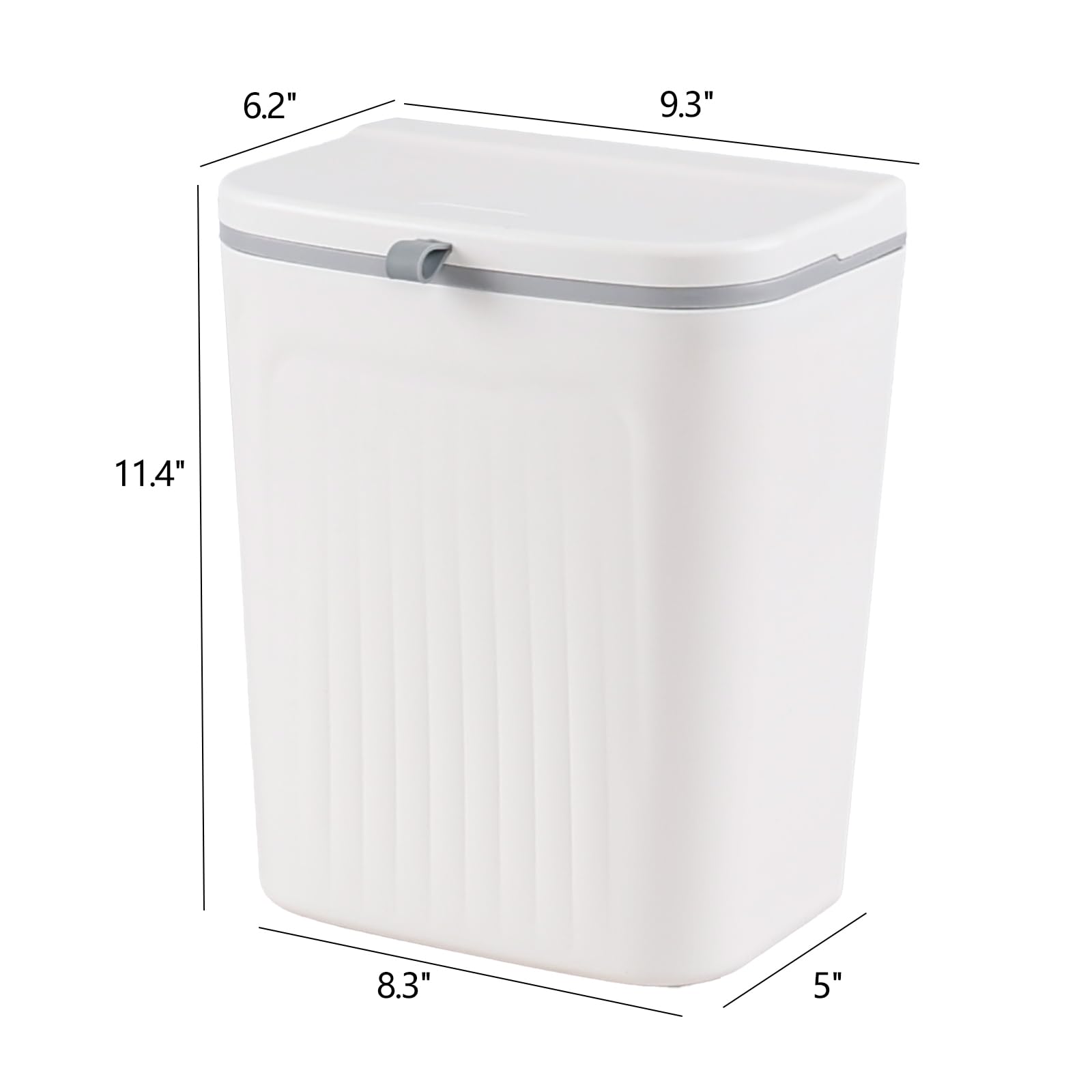 EudokkyNA 12 Liter Plastic Hanging Wall-Mounted Garbage Can, White