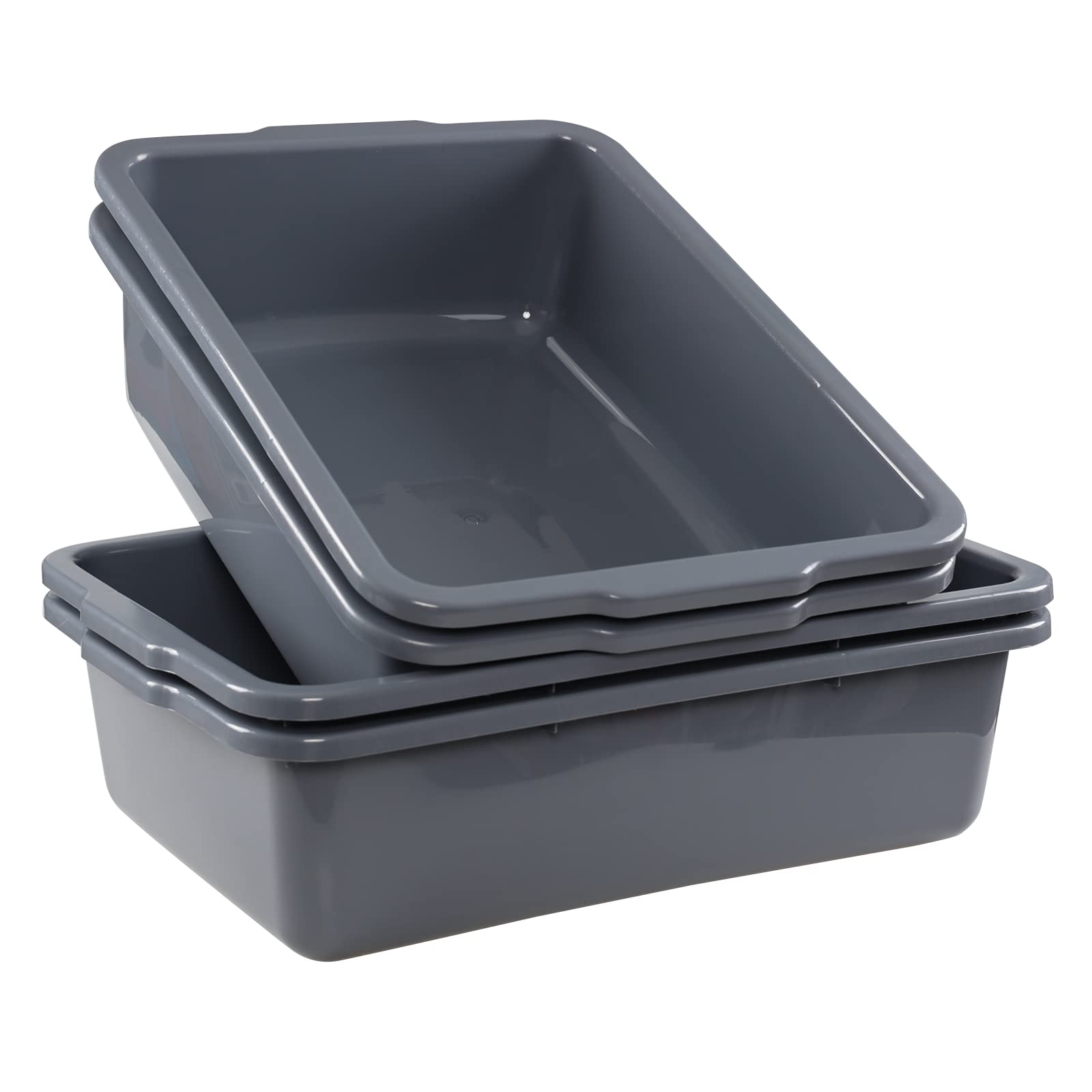 Esdiplot 32 L Large Bus Tubs, Plastic Commercial Utility Bus Box, Gray, 4-Pack