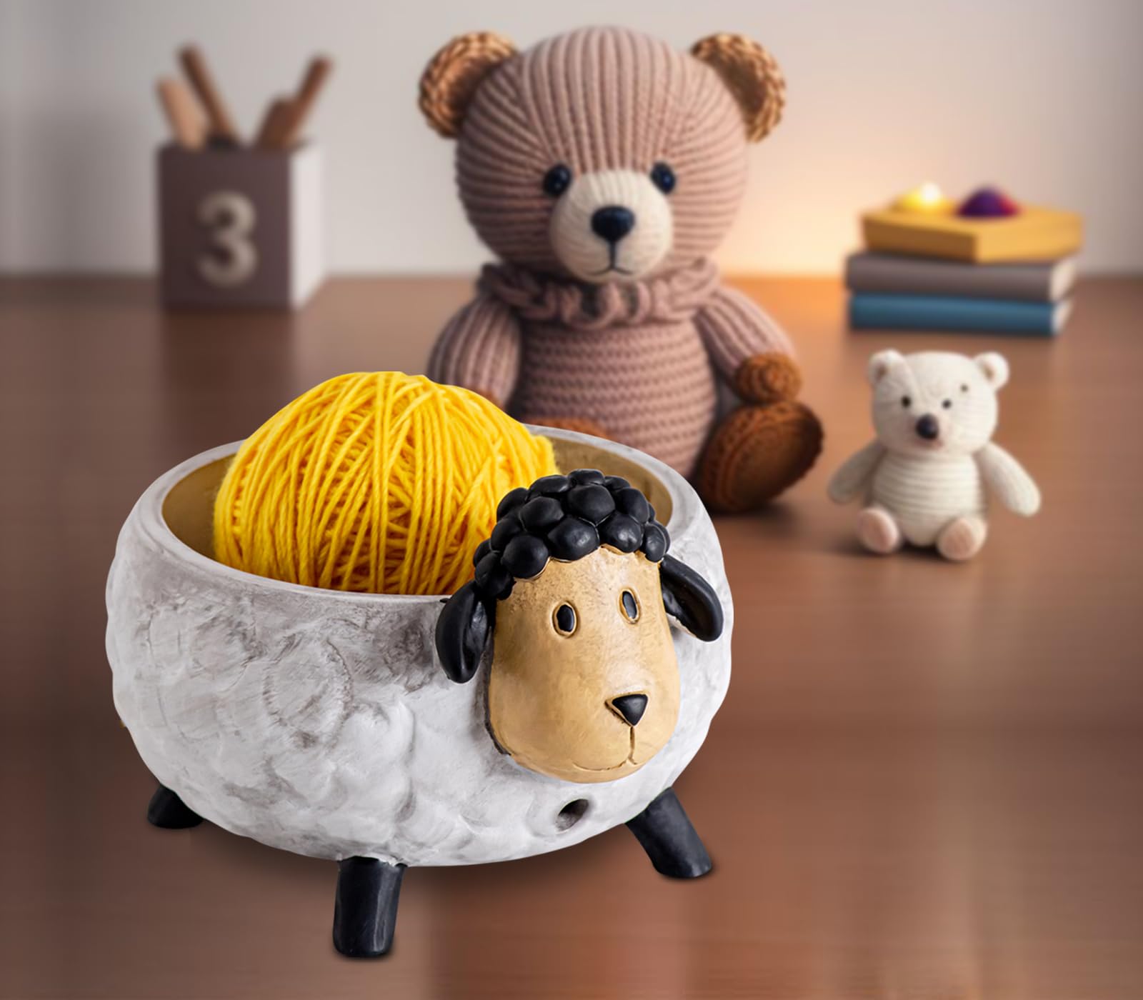 Sheep Yarn Bowls for Crocheting Resin Crochet Bowl Large Yarn Bowl for Knitting Durable Yarn Holder