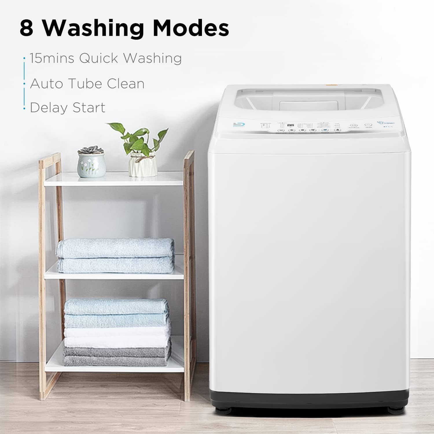 Smileader Washing Machine 2.0 Cu.Ft. Mini Compact Full Automatic lavadora portatil for Apartments, RV, Dorms Portable Washer, White Black