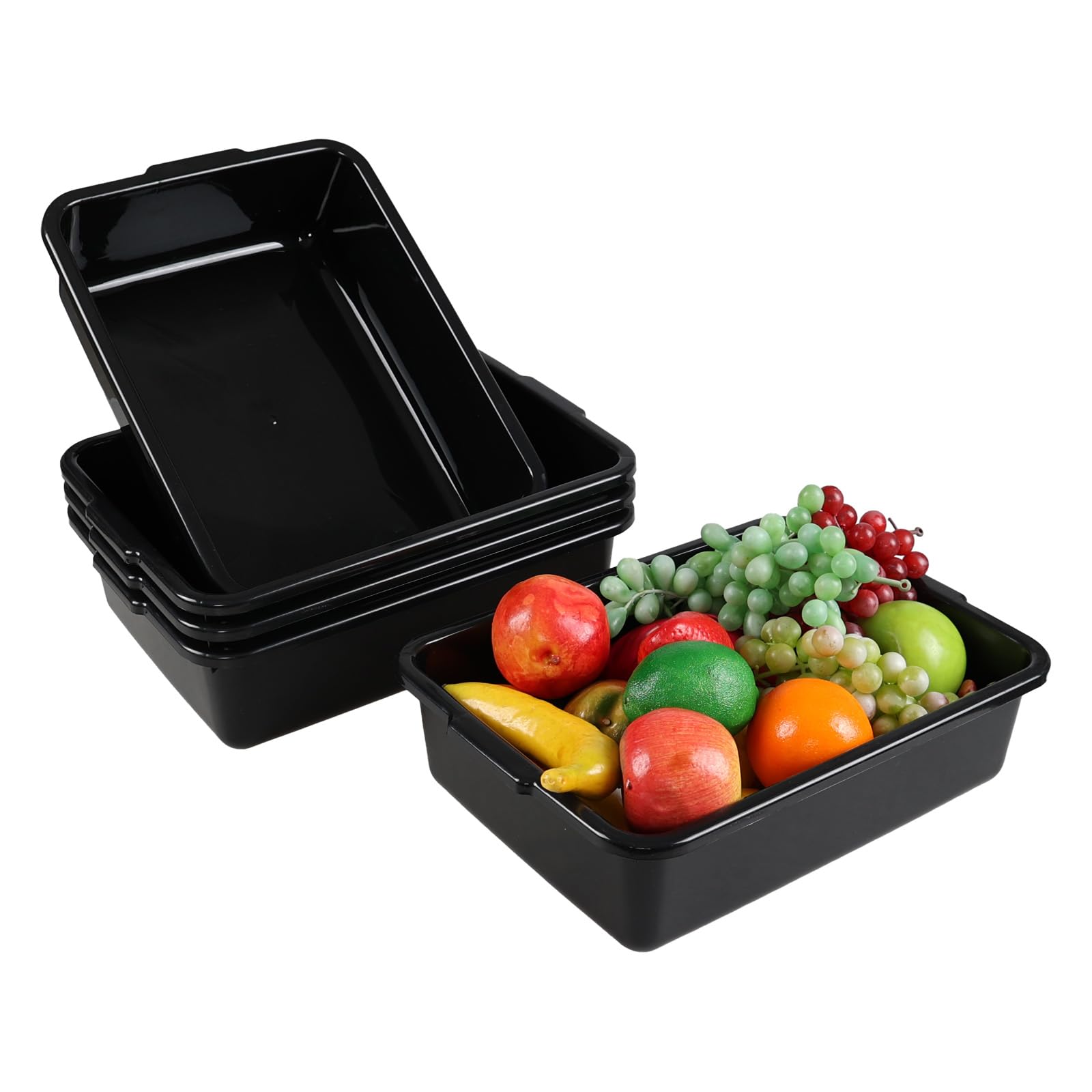 Aninhao 5-Pack 8 L Plastic Commercial Bus Box Tub, Small Dishpan Tub, Black