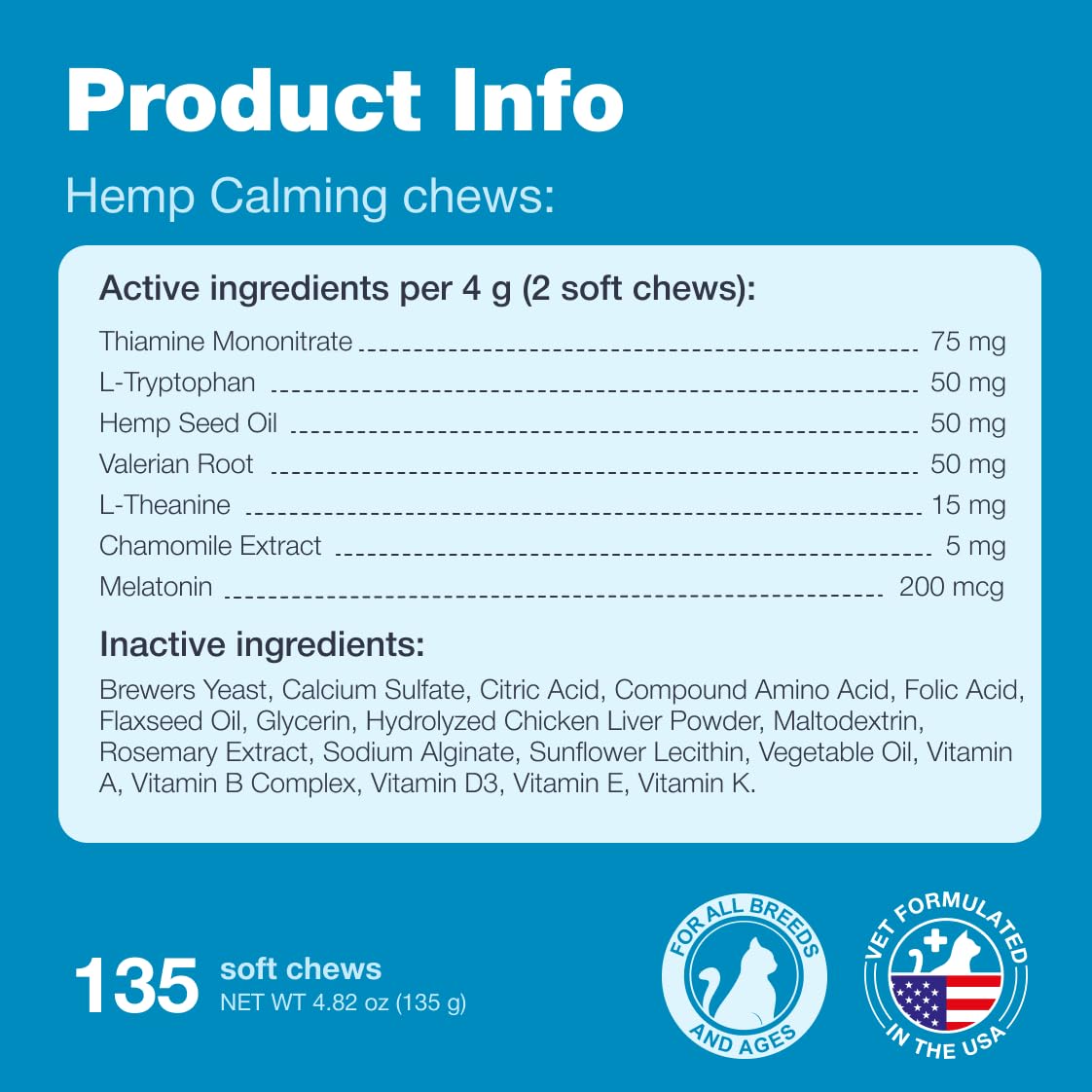 CHEWIA Cat Calming Treats - Hemp Calming Care for Cats - Cat Anxiety Relief - Cat Melatonin Soft Chews with Hemp Seed Oil, L-Tryptophan - Calming Chews for Cats - Storms, Travel, Grooming, Separation