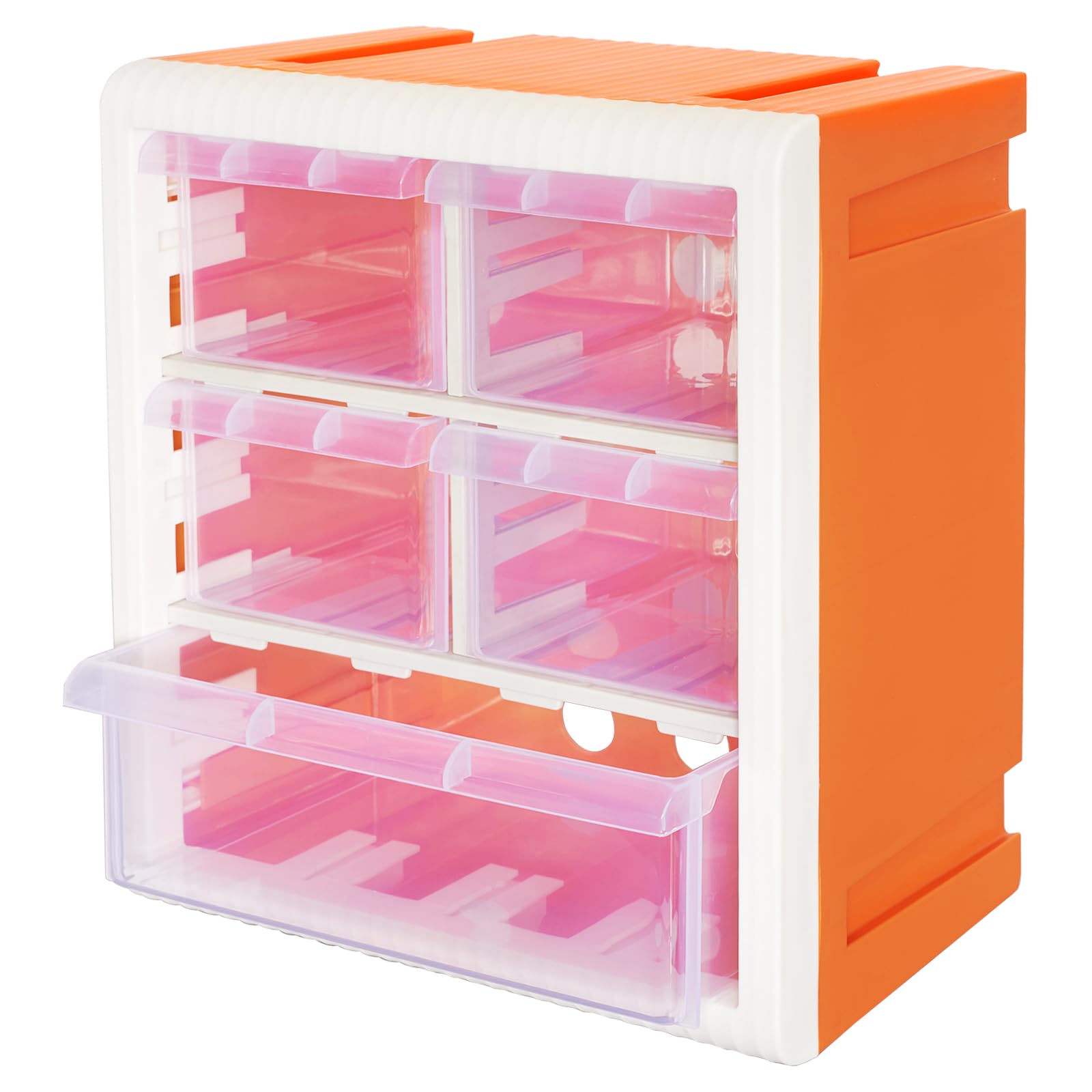 Plastic Drawer Storage Boxes with 5 Drawers,Orange