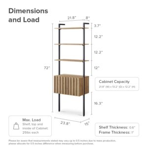 mopio Norwin 5-Tier Ladder Shelf, 3-Tier Ladder Shelf Cabinet & Ladder Desk Cabinet (Set of 3), Wall Book Shelves, Farmhouse Industrial Bookcases, Standing Shelf, Desk Shelf, Living Room, Bedroom