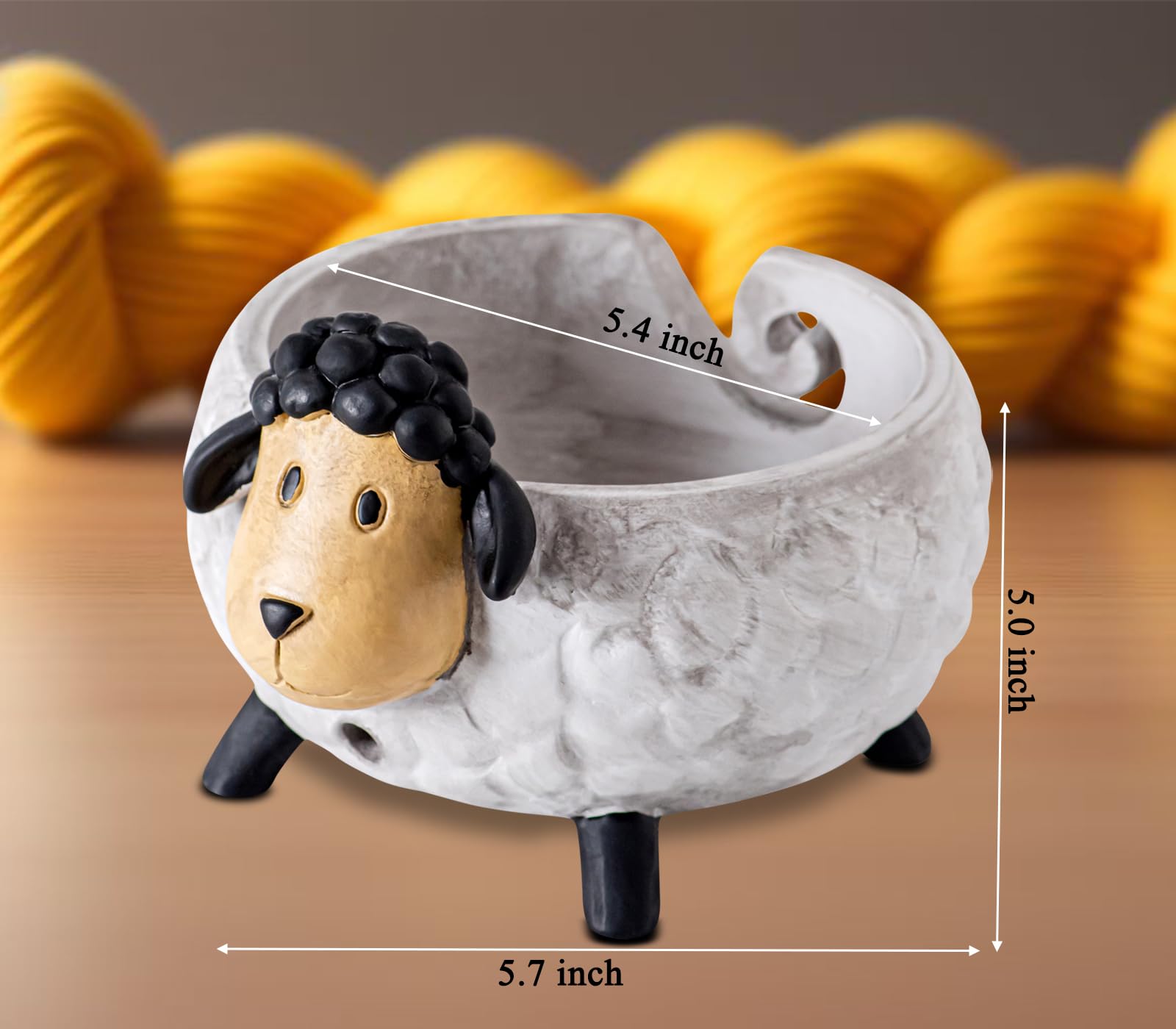 Sheep Yarn Bowls for Crocheting Resin Crochet Bowl Large Yarn Bowl for Knitting Durable Yarn Holder