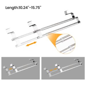 Adjustable Layer Towel Bar, Over The Door Towel Rail, Stainless Steel Telescopic Towel Holder Rack Hanger Organizer with Easy Installation for Bathroom Kitchen