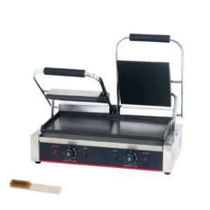 commercial panini press with grooved grill sandwich maker machine electric contact grill single (double smooth top&bottom)