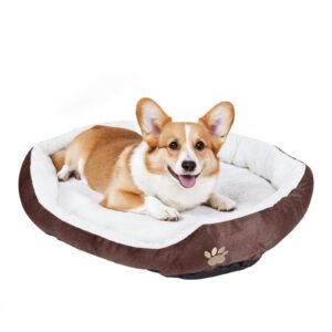 shellkingdom medium dog bed, washable pet bed, rectangle warming dog bed for dogs up to 35lbs, 23.62 x 19.68inch (coffee)