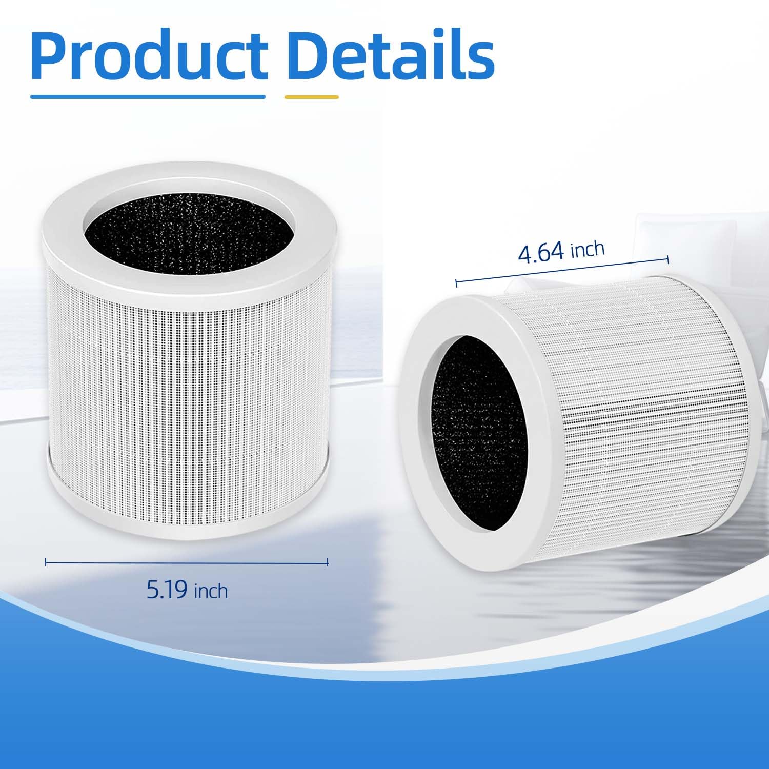 2 Pack A1 Replacement Filter Compatible with VEWIOR Air Pu-rifier HQKJ-80,HQSC-50,KOIOS HQKJ-50 Air Purifier,AMEIFU AP01W,True HEPA Air Cleaner Filter for A1 Air Pu-rifier