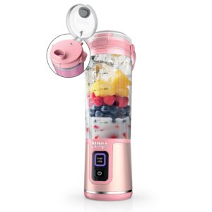 ninja blast portable blender, cordless, 18oz. vessel, personal blender for-shakes and smoothies, bpa free, leakproof-lid and sip spout, usb-c rechargeable, dishwasher safe parts, tinted pink, bc151pk