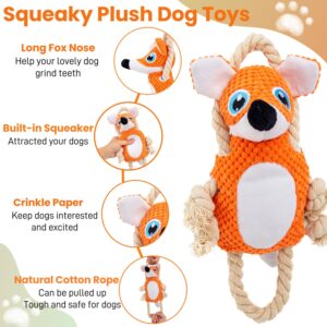 CIIVURR Interactive Dog Toys for Large Dogs, Plush Tug of War Dog Toy to Keep Them Busy, Squeaky Tough Dog Chew Toys for Boredom, Dog Teething Toys for Small, Medium & Large Dogs (Fox)