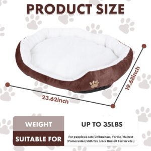 ShellKingdom Medium Dog Bed, Washable Pet Bed, Rectangle Warming Dog Bed for Dogs Up to 35lbs, 23.62 X 19.68INCH (Coffee)