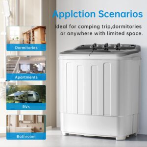 Ceamorfco Portable Washing Machine, 18lbs Portable Washer and Dryer Combo for Laundry, Twin Tub Washing Machine 11lbs Washer & 7lbs Spinner, Lavadora Portatil for Apartments, RVs, Camping, Dorms