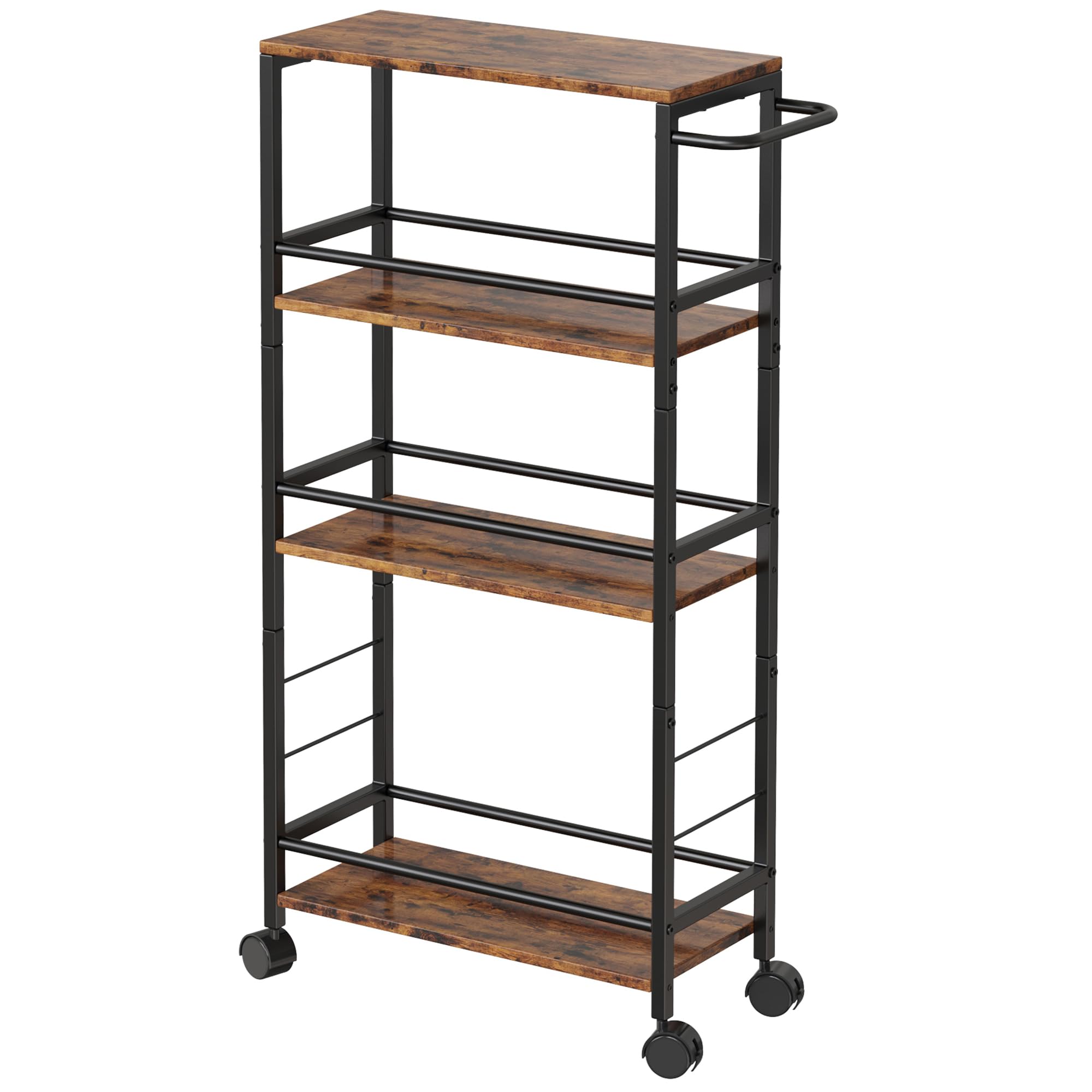 Lifenite Slim Rolling Cart, 4-Tier Kitchen Storage Rolling Cart, Narrow Cart with Handle,Mobile Utility Cart for small Space, Shelving Unit for Kitchen,Dining Room,Living Room,Home Office,Laundry Room