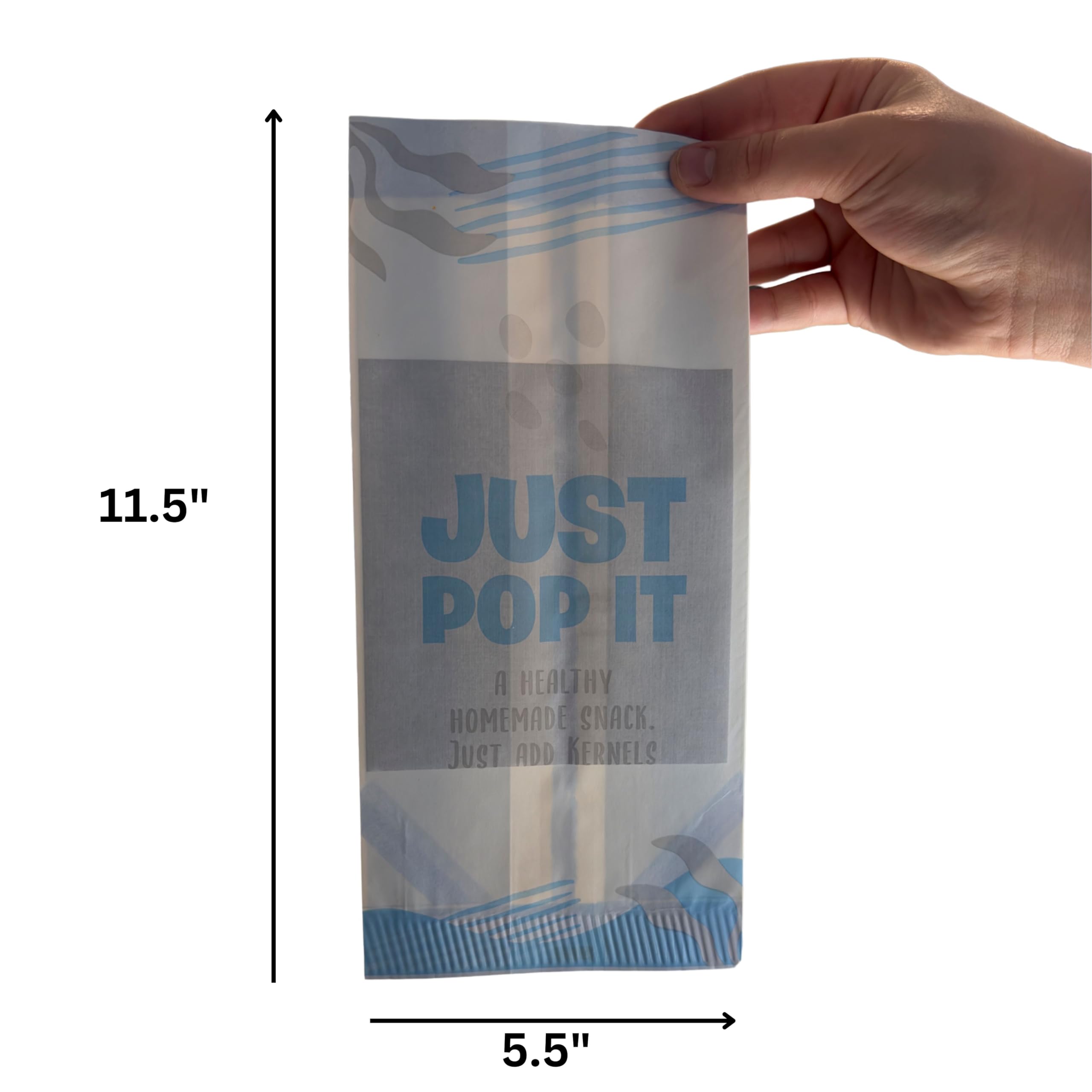 Just Pop It, Disposable Microwave Popcorn Bags. Easy, healthy snack makers. Simply add Kernels. Easy, Healthy Snacks, in 2 minutes. (30 pack)