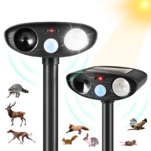 Ultrasonic Animal Repellent Outdoor Solar Animal Repeller with Motion Sensor&LED Strobe Light Cat Deterrent Outdoor Deer Repellent Device to Scare Squirrel Raccoon Dog Skunk Repellent for Yard (4)