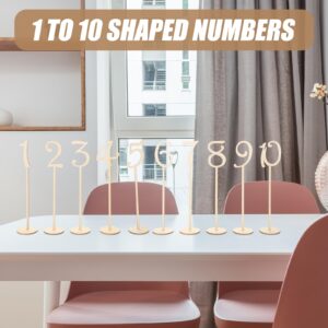 DOITOOL 10Pcs Wood Table Numbers for Wedding Reception 1-10 Wedding Table Seat Number with Holder Base 13.7 inch Tall Wooden Table Numbers for Wedding Party Event Catering