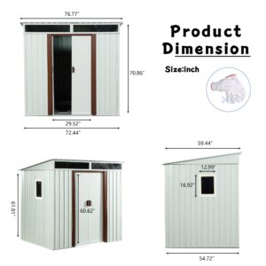 6' x 5' Outdoor Storage Shed, Large Metal Tool Sheds with Floor Base, Garden Storage Cabinet with Air Vents & Window, Garden Shed Utility Tool Shed with Pent Roof for Backyard Lawn