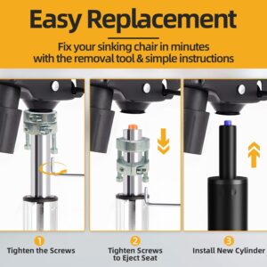 MASTERY MART Gas Lift Cylinder Replacement - 4'' Travel Length with Removal Tool, 1000 lbs Capacity, Universal Size Fits Most Office Chairs - Hydraulic Pneumatic Shock Piston - Class 4 (Matte Black)