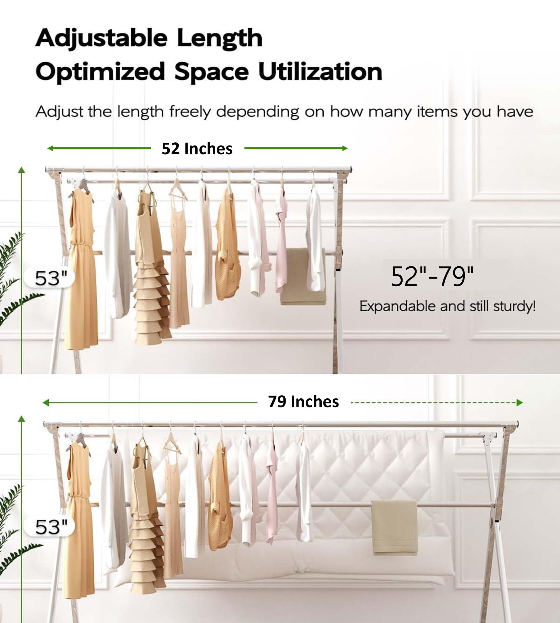 79 Inches Clothes Drying Rack Clothing with Windproof Design, Folding Indoor Outdoor,Heavy Duty Stainless Steel Laundry Drying Rack,Foldable Portable Garment Rack,20 Hooks,12 Clips,5 Shoe Drying Racks