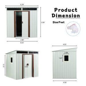 6' x 5' Outdoor Storage Shed, Large Metal Tool Sheds with Floor Base, Garden Storage Cabinet with Air Vents & Window, Garden Shed Utility Tool Shed with Pent Roof for Backyard Lawn