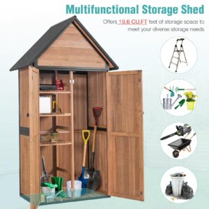 Sheds Outdoor Storage,Garden Shed with Metal Frame Structure and Adjustable Shelves,Large Capacity Storage Tool Cabinet Box for Backyard Garden Patio Lawn (Brown)