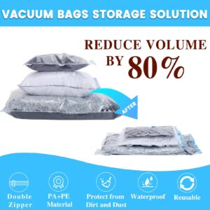 Vacuum Storage Bags with Electric Air Pump,18 Pack (4 Jumbo,4 Large,4 Medium,3 Small,3 Roll Up Bags) Zip Seal Space Saver Bag for Travel Clothes,Blanket,Duvets,Pillows,Comforters